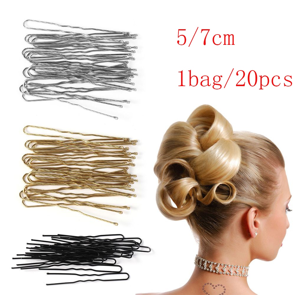 Horquillas de Metal en forma de U para mujer, 20 unidades/bolsa, 5/7cm, pinzas para el pelo, herramientas de estilismo para el cabello, accesorios, herramienta para el cabello trenzado