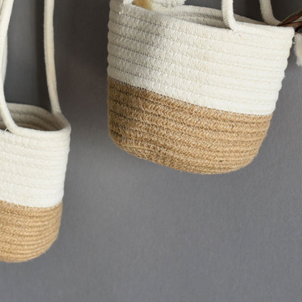 Nordic Hanging Plant Pot Plants Hanger Cotton Rope Hanging Natural Seagrass Flower Planting Basket Basket Holder Garden Decor