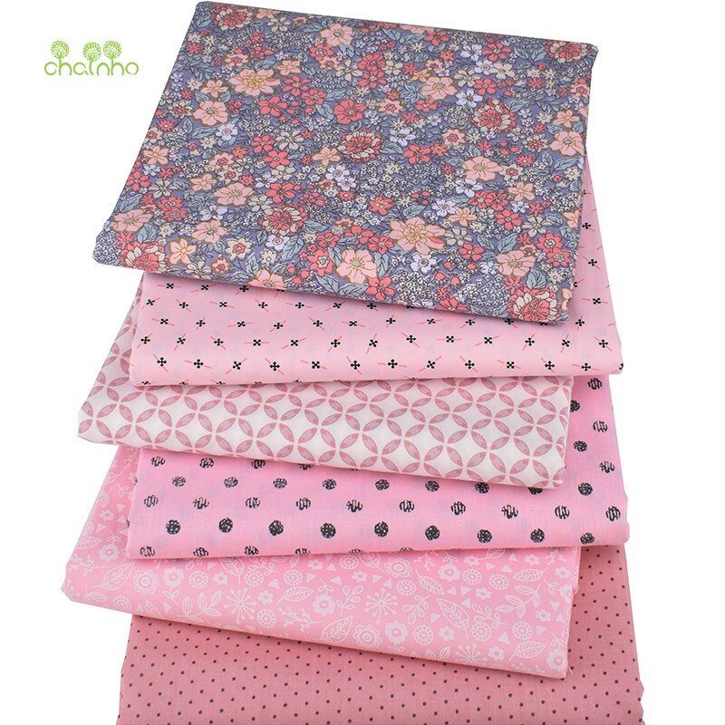 Chainho,6 Stks/partij, Roze Bloemen Serie, Gedrukt Twill Katoen Stof, patchwork Doek Voor Diy Naaien Quilten Baby & Kinderen Materiaal