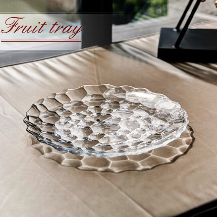 Assiette de fruits en verre de cristal Style européen, plateau ménager épais et Transparent, seau de fruits, assiette de noix séchées