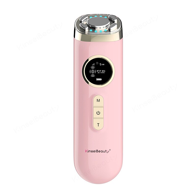 RF Skin rejuvenation instrument NFIP Led Light Skin lifting Wrinkle Remove Machine Ultrasonic Import Firming Pores Beauty Tool: pink