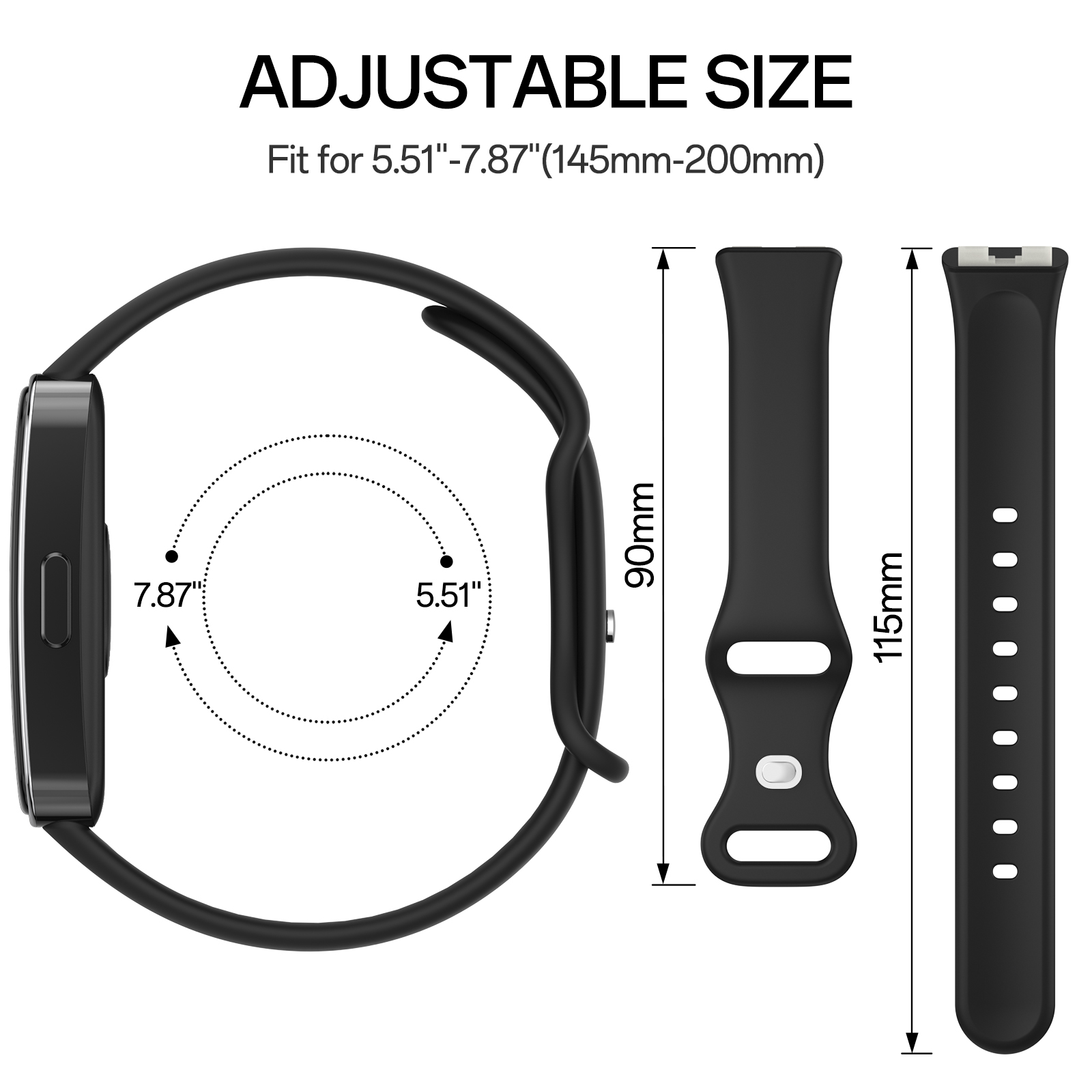 Blød Silikone Rem til Huawei Band 9 8 - Sport Åndbar Urrem Udskiftning Armbånd