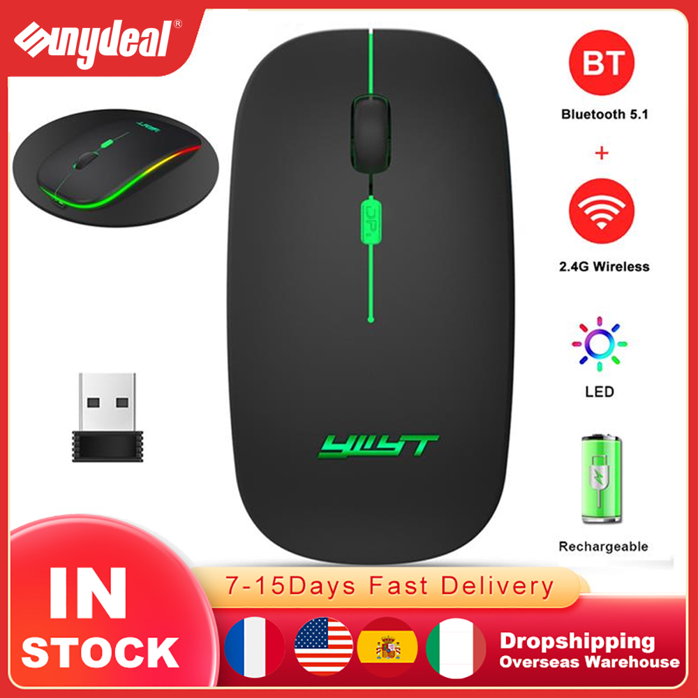 Ywit rgb wireless mouse  g852 silent 2.4g wifi & bluetooth 5.1 tragbare mini-maus kabellose maus für macbook laptop pc computer