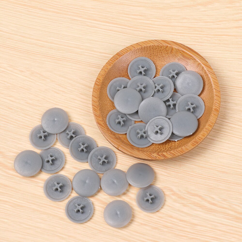 100Pcs 3 in 1 Screw Protective Cap Covers Self-Tapping 17mm Flat Phillips Screw Cap Nuts Plastic Covers Furniture Exterior Decor
