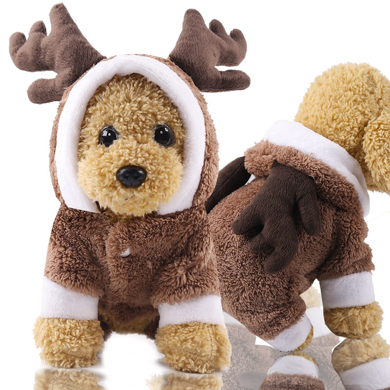 Puoupuou sjovt kæledyr hundetøj jul hættetrøje kostume tykkere varm tegneserie tøj til lille hundetøj sød ropa para perro: Xs