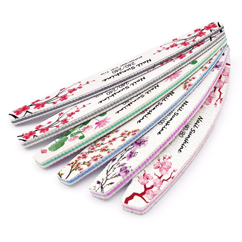25/50Pcs Nail File Salon Nail Files Reusable Nail File Flower 80/100/150/180/240 Manicure Tools