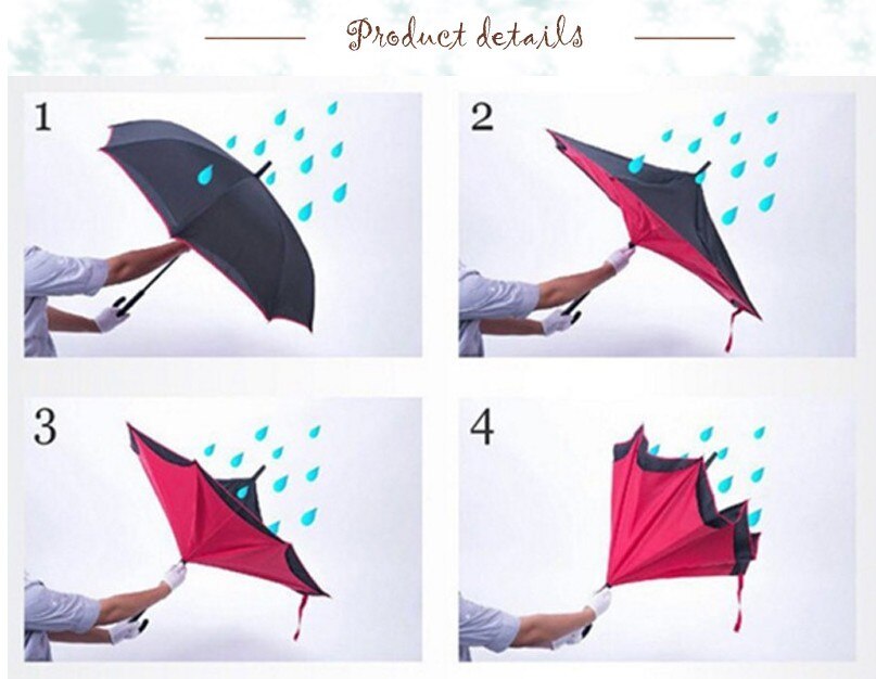 Windproof Reverse Folding Double Layer Inverted Umbrella Self Stand umbrella rain/sun women/men flowe durable