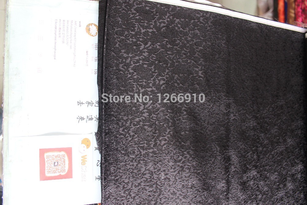 chinese silk brocade woven damask fabric cheongsam cushion black HUTU Flower