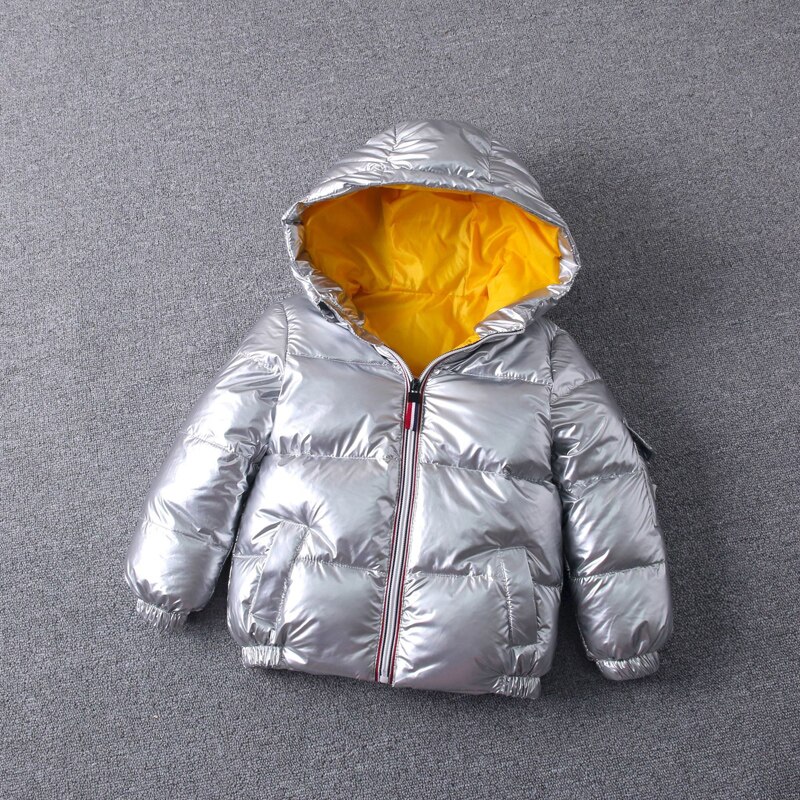 Chaquetas de plumón gruesas para niños y niñas, abrigos cálidos a la , prendas de vestir de 2 a 11 años, Otoño e Invierno: Plata / 3Y-4Y(110)