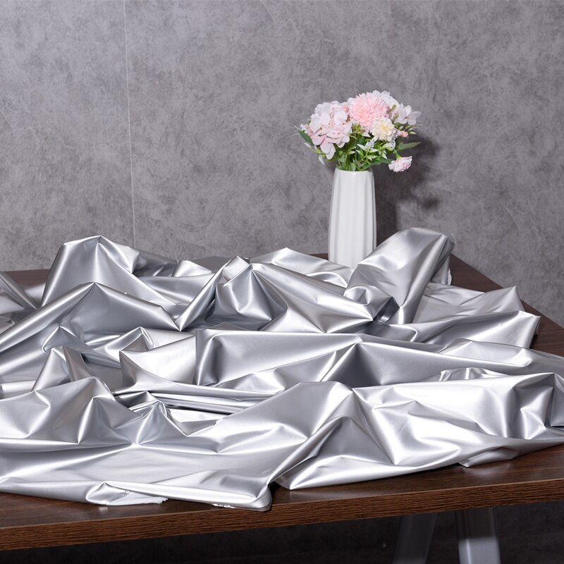 Down Jacket Fabric Fabric High-grade Imitation PU Disposable Light and Thin Waterproof Smooth Shiny Silver Garment Fabric