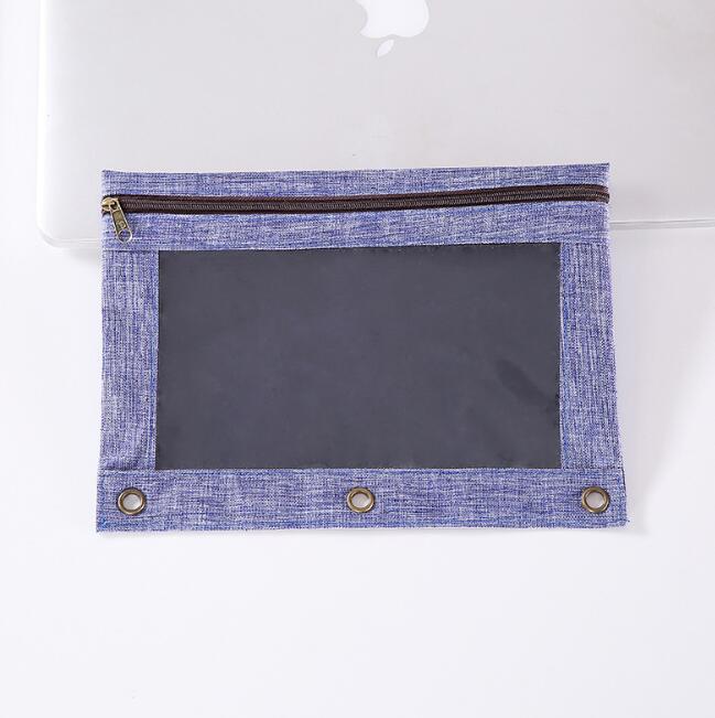 B5 PVC classeur fermeture éclair étui à crayons fichier facture reçu poche grande capacité maille reliure stylo sacs étui avec fenêtre transparente: Purple