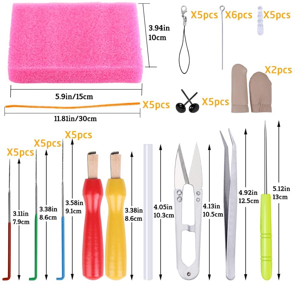 Kit De 60 Agujas De Fieltro Seco Con Mangos De Madera Y Dedales – 3 Tamaños (gruesa, Mediana Y Fina), Ideal Para Principiantes Y Artesanos, Regalo Para Manualidades De Lana Y Fieltro