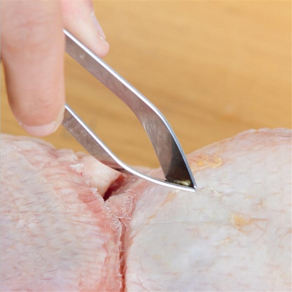 1pc Stainless Steel Fish Bone Remover Pliers Pincer Puller Tweezer Tongs Pick-Up Utensils Kitchen Meat Hair Removal Seafood Tool