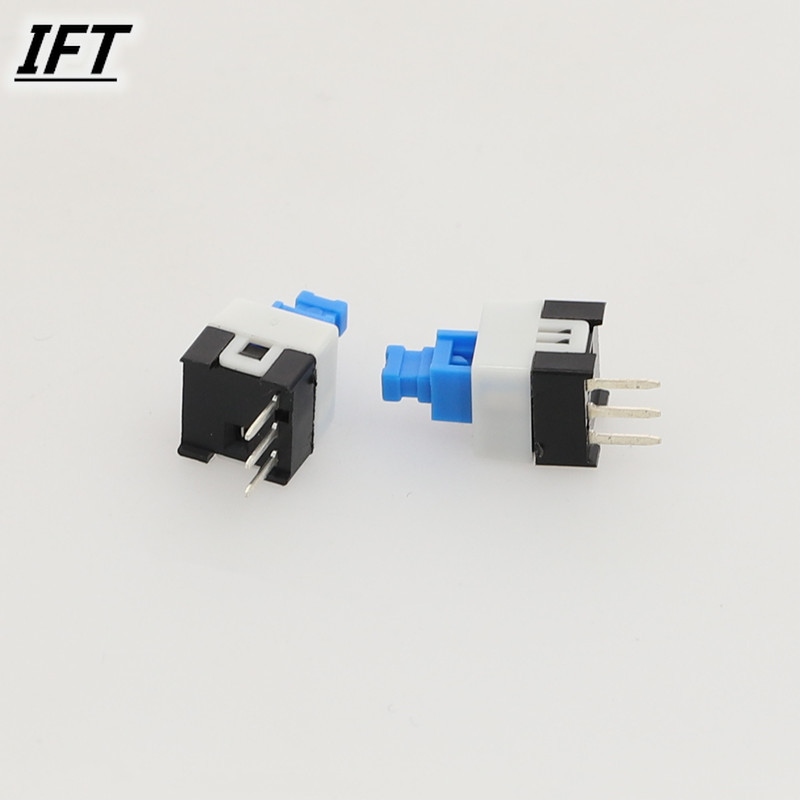 10pcs Free shopping 7*7mm 3Pin Push Tactile Power Micro Switch Self lock On/Off button Latching switch