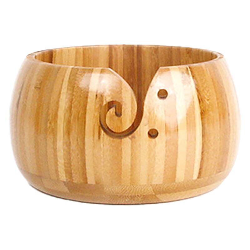 Dustproof Natural Wooden Wool Yarn Storage Bowl Crochet Knitting Needle Storage Holder Knitting Supplies Organizer
