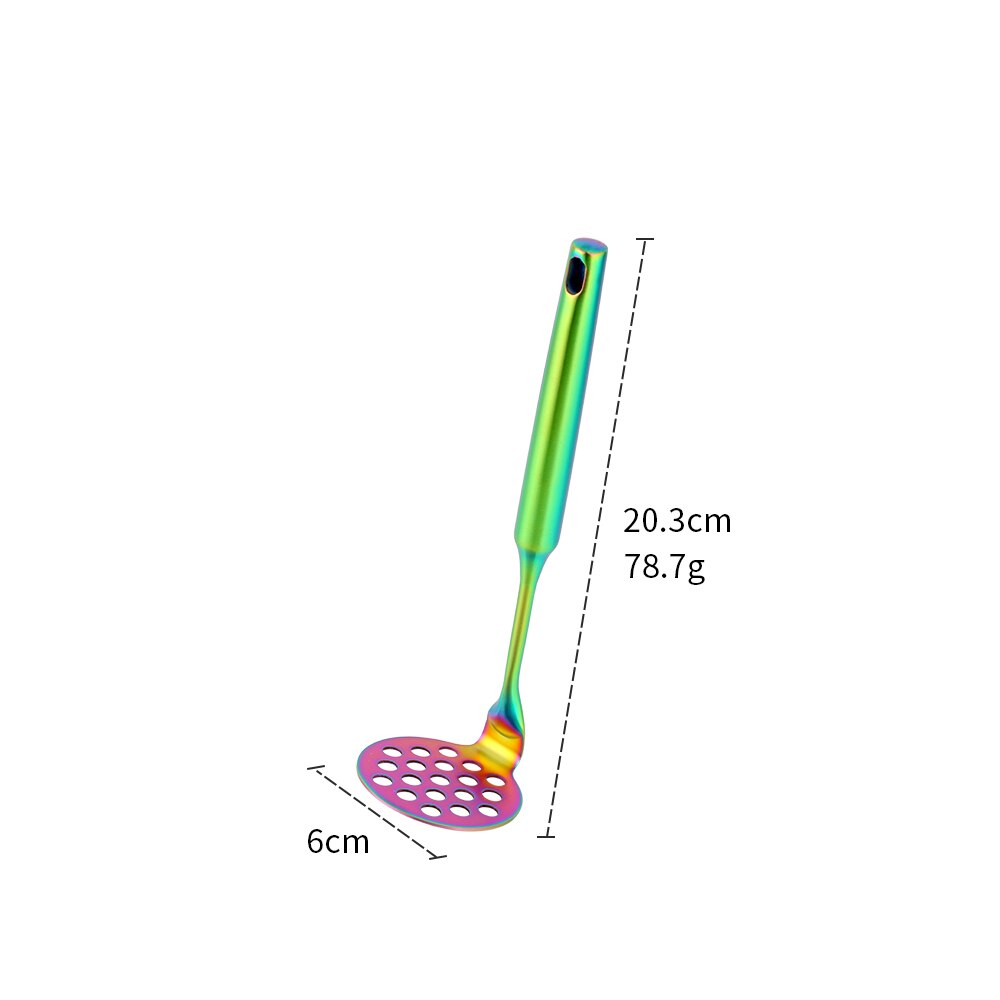 1 Pcs Aardappel Druk Modder Rvs Shredder Aardappel Mash Geperst Tool Puree Fruit Crusher Groente Kitchen Tools Accessorie: Rainbow NO.0-S