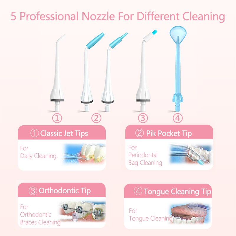 255ml Oral Irrigator USB Recharge Portable Water Flosser 3 Modes Teeth Washing Machine Brush 60-90psi Dental Water Jet