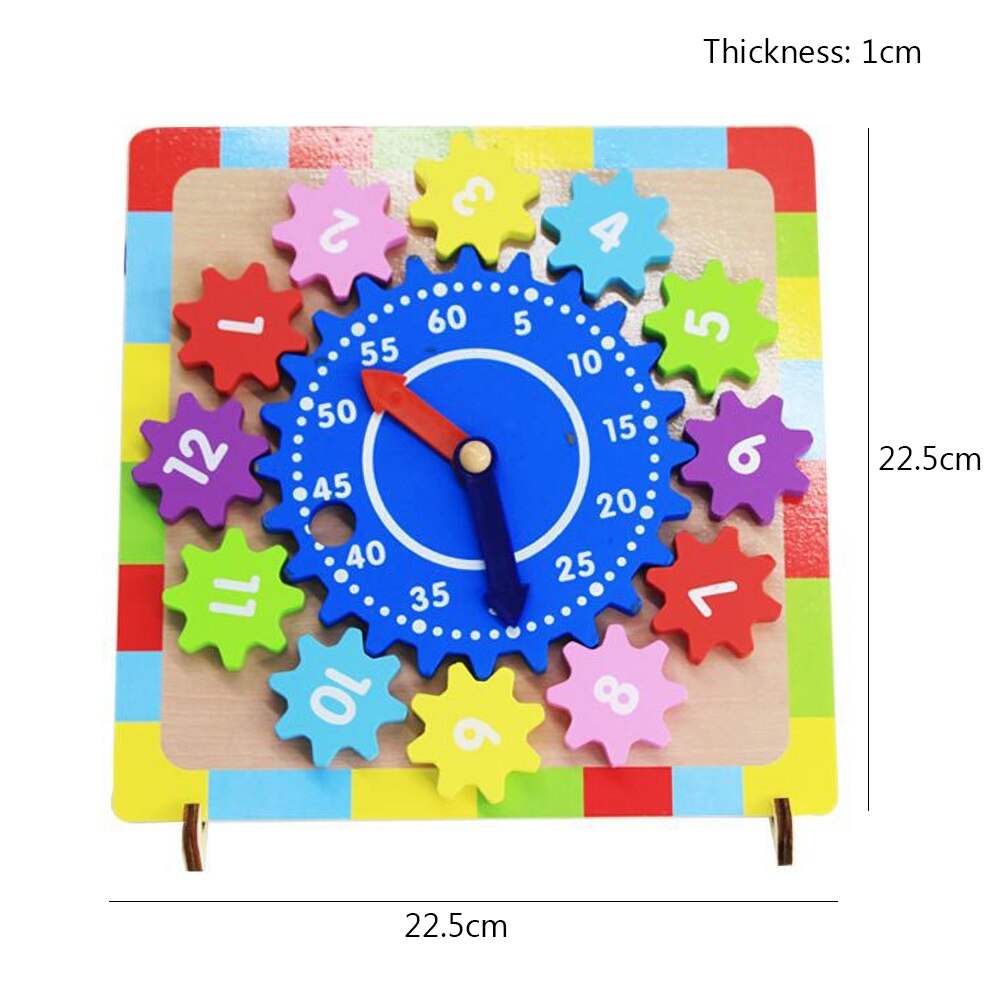 Kid Wooden Gear Block Multicolor Digital Clock Jigsaw Puzzle Early Education Toy Kids Educational Toys for Children