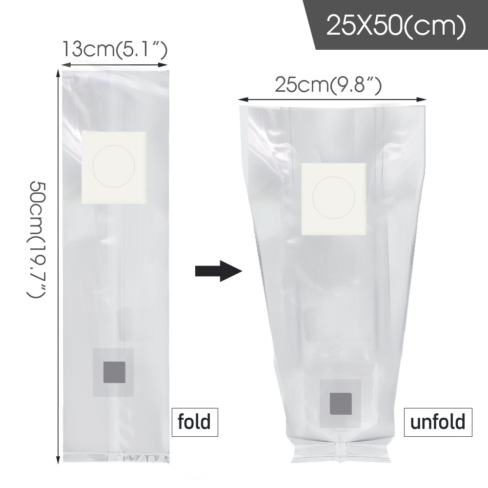 PP 6 Mil Sterilized Hydrated Grain Bag w/Self-Healing Injection Port 0.2μm Filter Patch Autoclaving Substrate Mushroom Spawn Bag: S / plum