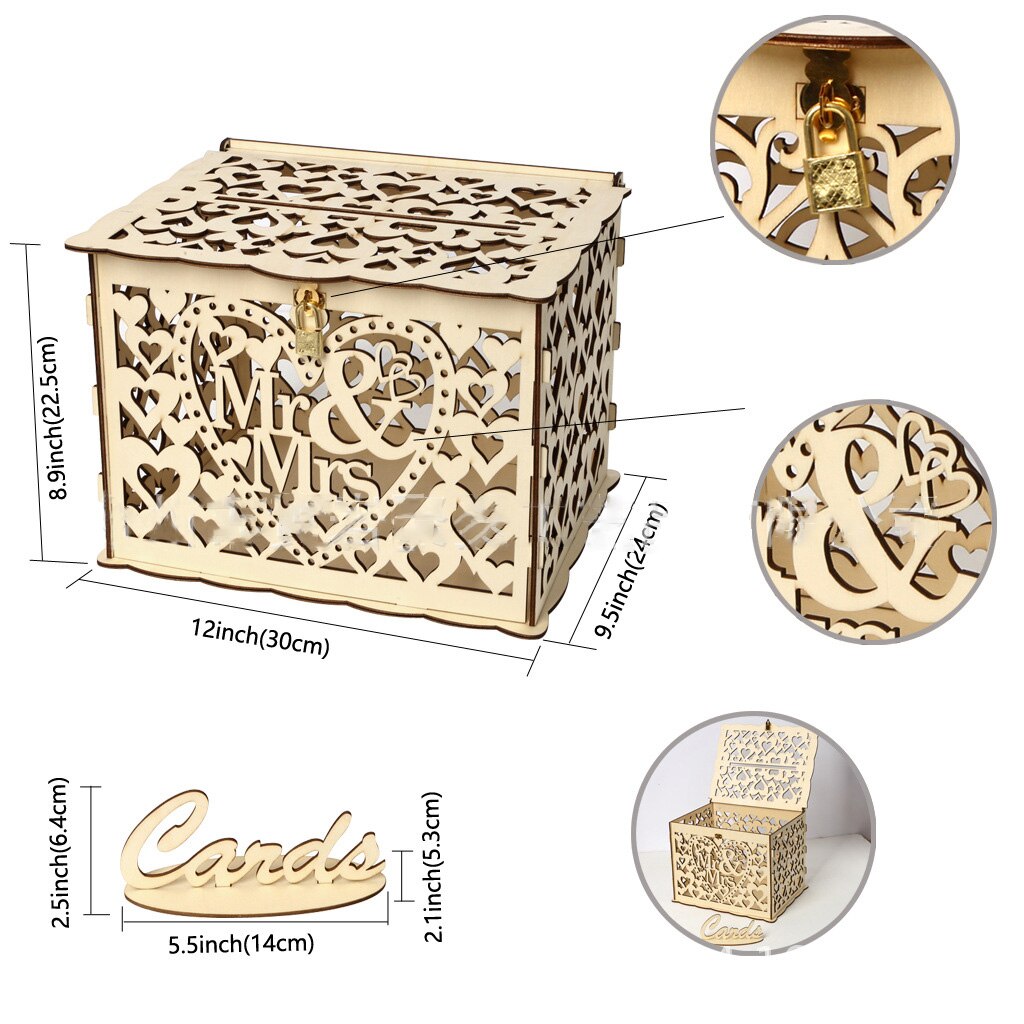 Diy Wooden Card Box For Mr. And Mrs. Wedding Supplies Sign-in Box Wooden Wedding Card Box