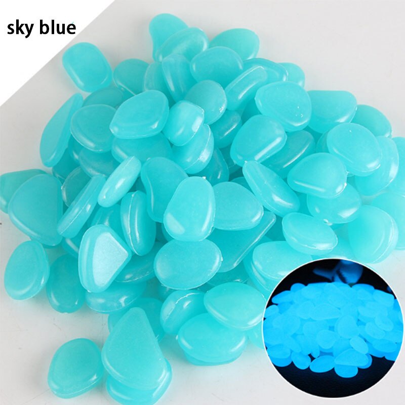 Garden Decoration 50Pcs Glow Stone for Jardin Garden Pebbles Glow Stones Rocks for Park Path Patio Lawn Decor Luminous Stones: Sky Blue