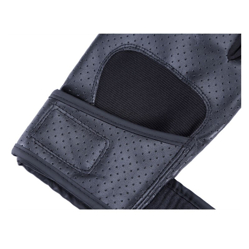 Guantes de cuero para levantamiento de pesas, de medio dedo, para entrenamiento, soporte de muñeca, transpirable, para gimnasio, deporte, Fitness