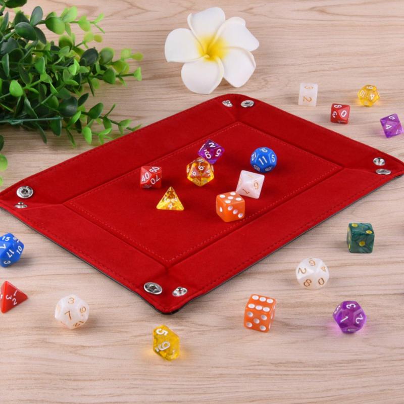 Doppelseitige Dice Tray PU Leder Klapp Rechteck Tablett Samt Würfel Halter Für RPG, DND, schach Andere Tabelle Spiele Und Lagerung