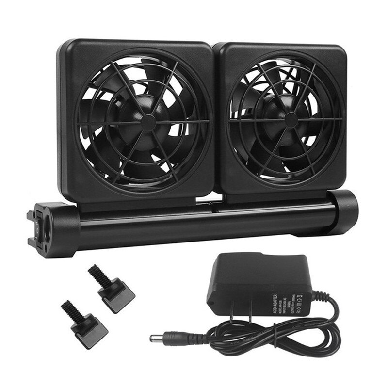 100-240V Silent Aquarium Chiller Water Cooling Fan Fish Tank Cold Wind Cooler Aquarium Temperature Control For Fresh Salt Water: 2 fan / EU Plug