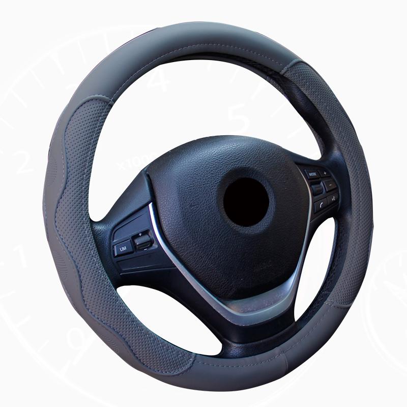 Universele 38cm/15&#39;Diameter PU Leather Sturing car steering Wheel cover omvat anti-slip Skidproof Duurzame stuurwieldekking Auto-accessoires: gray
