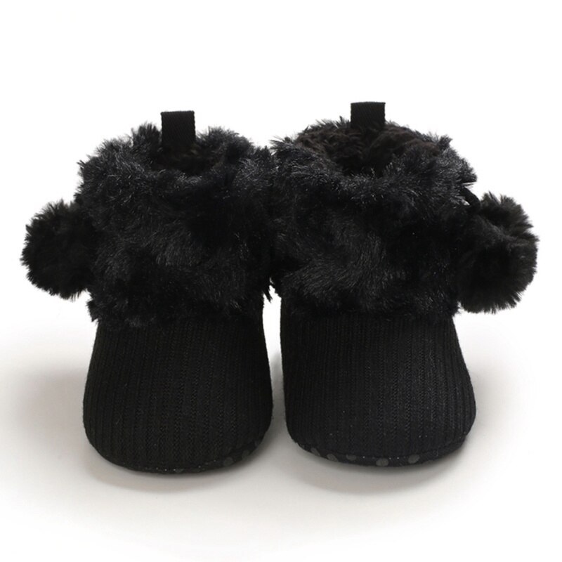 Newborn Baby Winter Boots Baby Girl Boys Winter Warm Shoes Solid Toddler Fuzzy Balls Kid Shoes: B / M