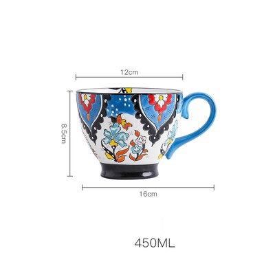 Bol à gruau, bol à céréales, bol à petit-déjeuner en relief, tasse à café en céramique peinte à la main, tasse à céréales populaire créative: C007