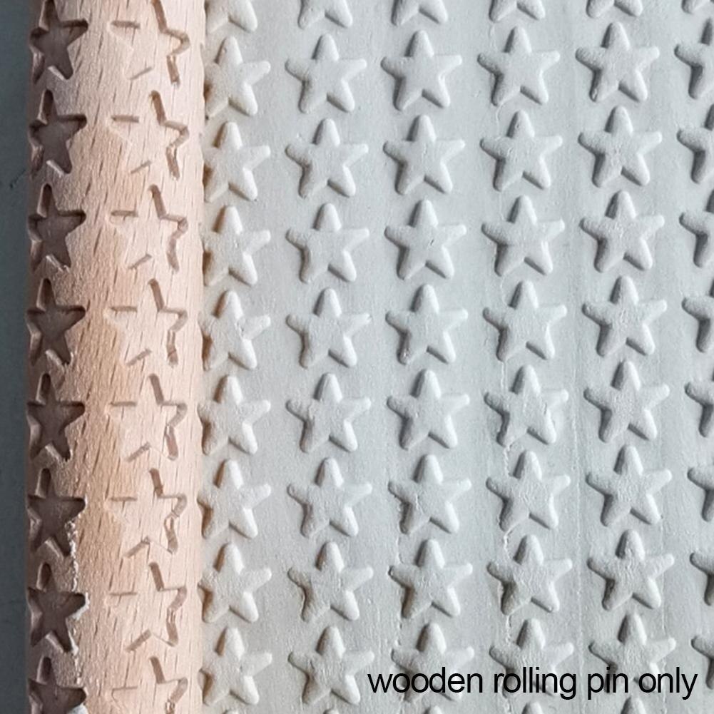 1Pc Houten Textuur Deegroller Keramische Aardewerk Art Reliëf Staaf Bloem Patroon Modder Roll Roll Reliëfs Klei Gereedschap Steen diy Bakken