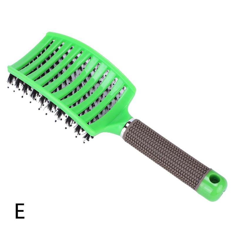 Anti Klit Hairbrush Brushy Women Hair Scalp Massage Comb Bristle&amp;nylon Hairbrush Wet Curly Detangle Hair Brush Scalp Brush: green