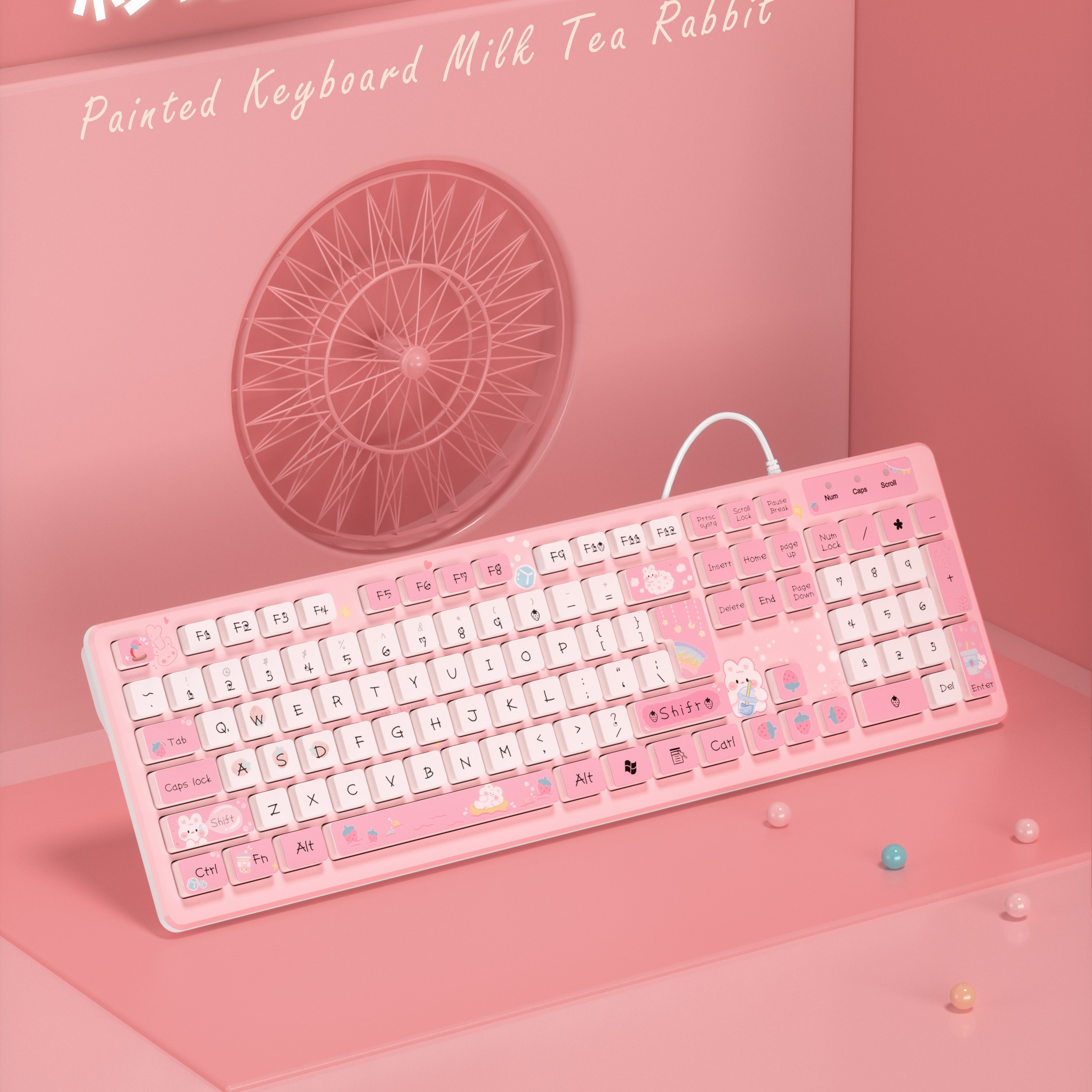 Roze Bedraad Toetsenbord Voor Kantoor Pc Met Mute Klik