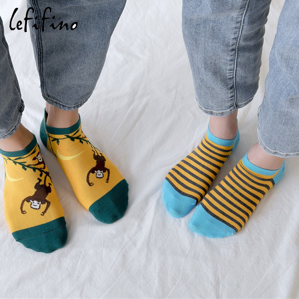 Calcetines de algodón de verano con dibujos de plátanos y frutas, calcetines de tobillo para mujeres, de corte bajo calcetines divertidos de animales, calcetines invisibles para chicas lindas felices