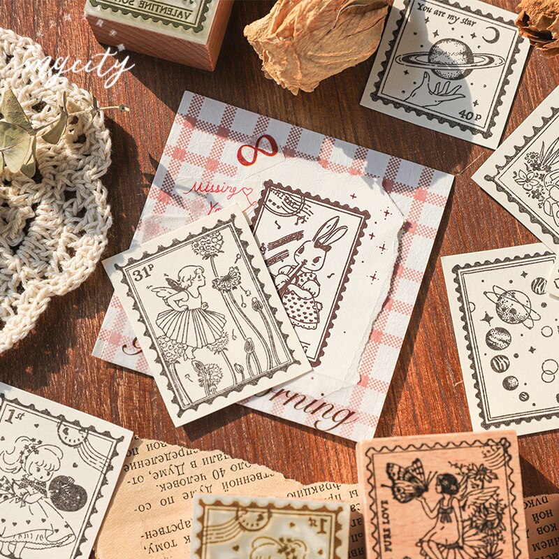 Xinaher Vintage Bos Engel Planeet Stempel Diy Houten Stempels Voor Scrapbooking Briefpapier Scrapbooking Standaard Stempel