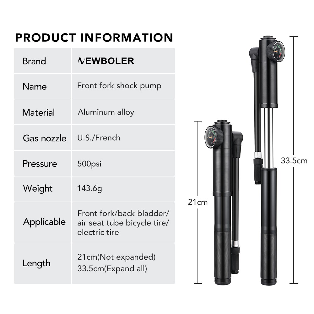 Przenośna wysokociśnieniowa pompka robić roweru 500psi z manometrem robić widelca i tylnego zawieszenia amortyzatora górskiego koła rowerowego