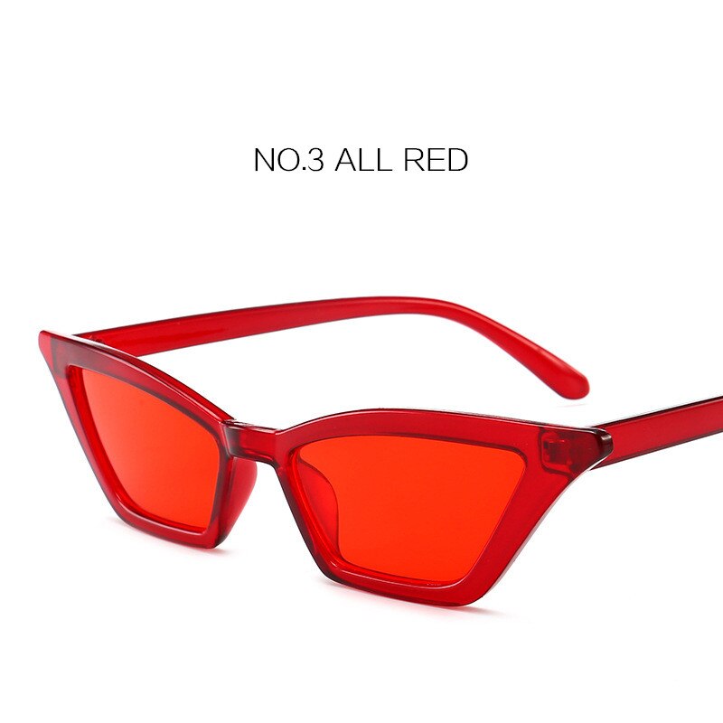 Nywooh vintage solbriller kvinder luksus cat eye brand solbriller damer lille rød sort briller  uv400: Rød