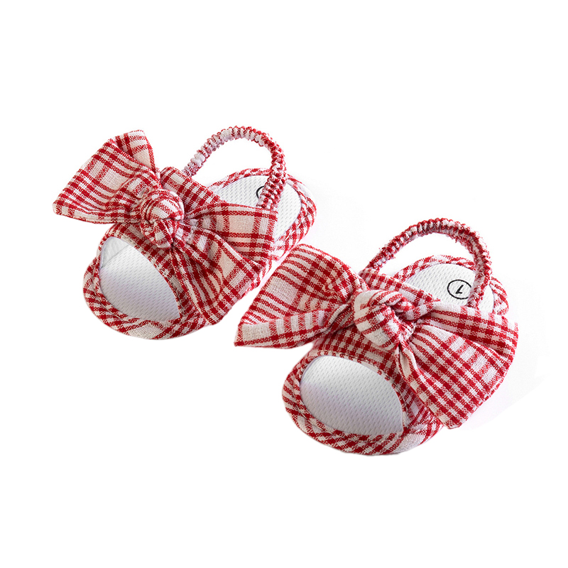 2022 zomerse babysandalen voor meisjes, schattige antislip platte schoenen met prinsessenprint, bloemen- en strikjespatroon, zachte zool, sandaaltjes voor de eerste stapjes: Rood / 13-18 maanden