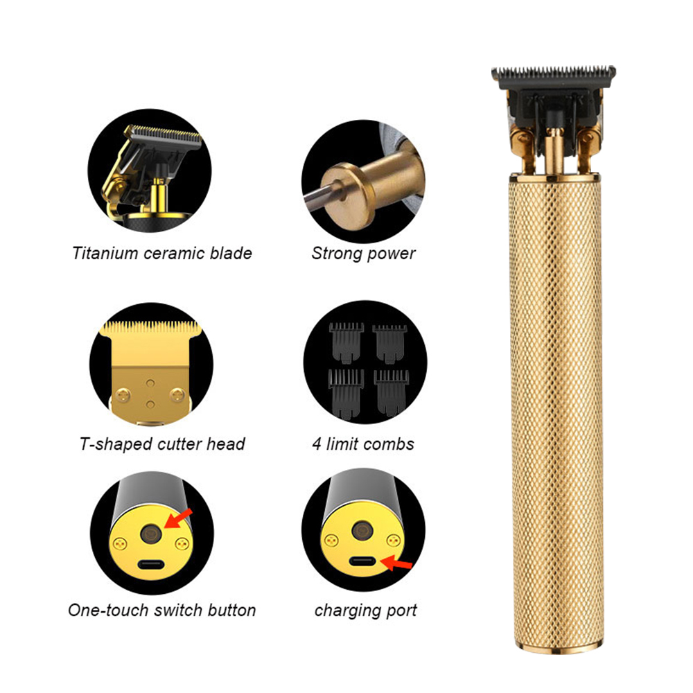 Electric Pro Grooming Cordless Cutting T-Blade Trimmer Set Rechargeable Battery Hair Clipper Hair Styling Tool
