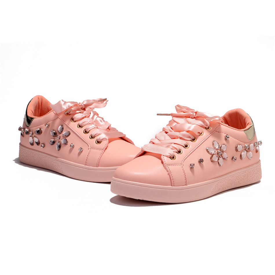 Fujin – Espadrilles en cuir souple avec perles et strass pour femmes, chaussures plates, mocassins, baskets de fête,