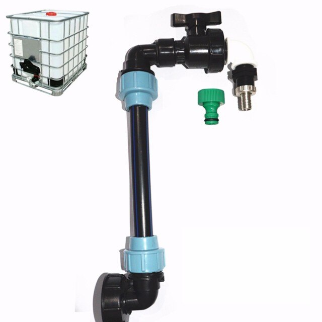 For IBC Adapter Connection Lever Set For 2 Tanks Outlet Tee Connector+Tap Valve PE Connector For Ø25mm Pipe IG S60x6: 4