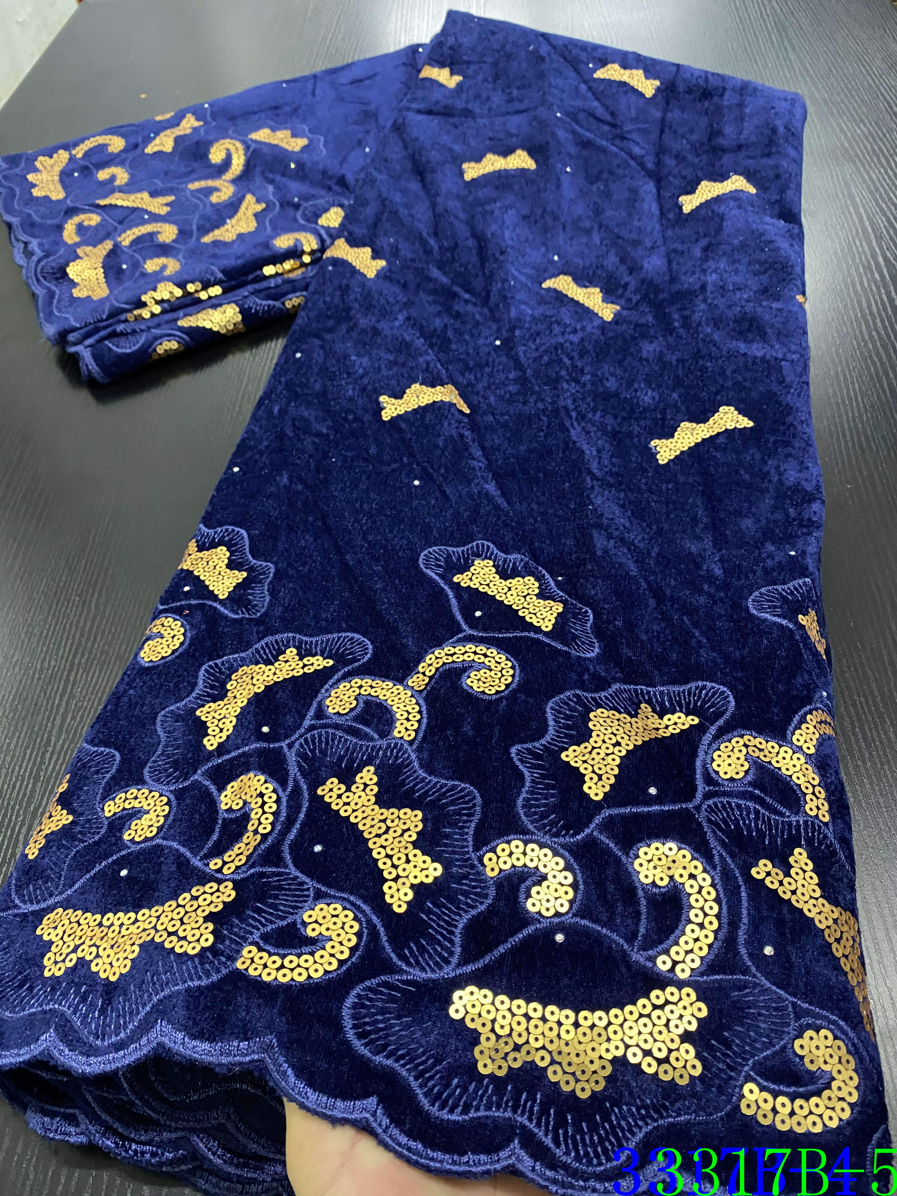 African Velvet Lace Fabric Lace Nigerian Lace Fabrics For Wedding Sequins Lace Fabric YA3317B-6
