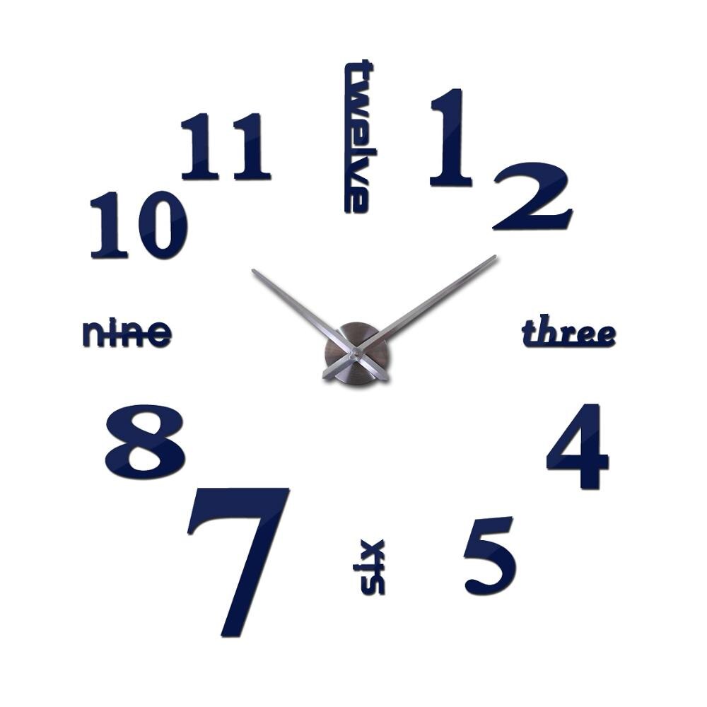Horloge à Quartz pour montres de | Autocollant mural 3d, grand format, miroir ruché, moderne, tendance, , bricolage: Bleu profond / 47inch