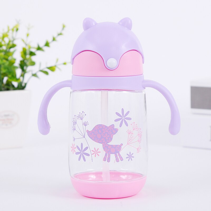 260ml träningsflaskor barn småbarn baby hälsosam nappflaska säkert dricksvatten sugrör sippy härlig baby vatten mjölk kopp: Rosa lila