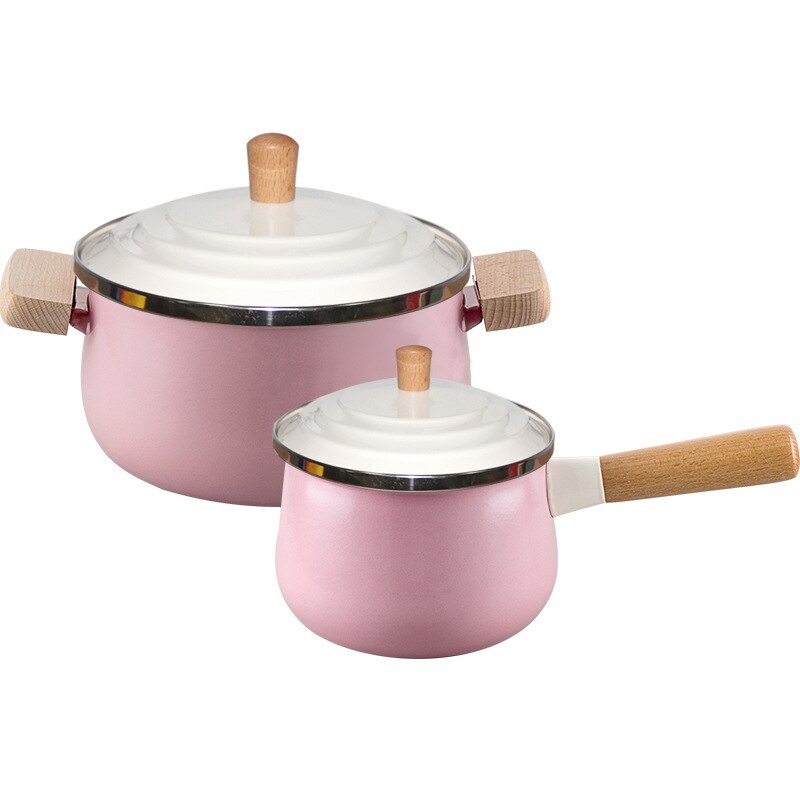 Porcelain Enameled Milk Pot Cooking Non-stick Color Soup Pot with Cover Induction Cooker Gas Stove Applicable Cookware Milk Pan