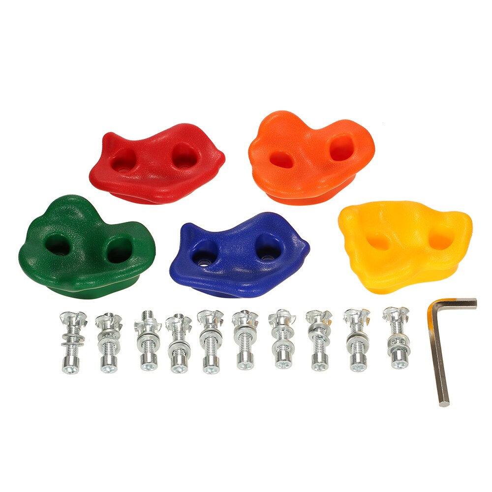 10PCS Rock Climbing Holds Wall Rock Climbing Stones Kit Set Backyard Kids Toys Game with Mounting Hardware Screws