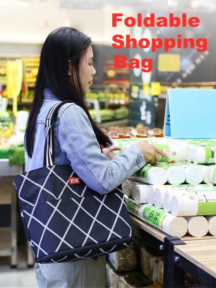 B-LIFE Large Rolling Shopper Tote Bag Folding Shopping Bags with Wheels Foldable Trolley Cart Reusable Grocery Waterproof