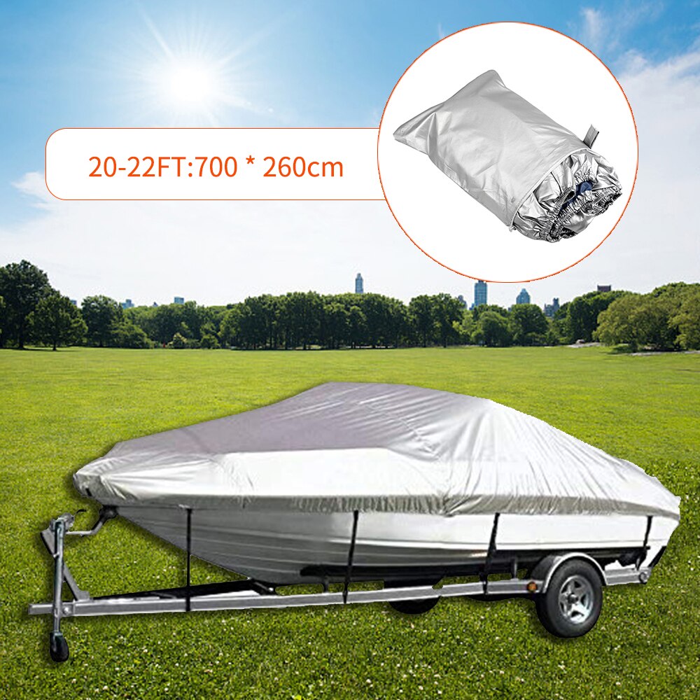 Boat Cover Outdoor Protection Waterproof Reflective 300D Oxford Fabric Anti-smashing for V-HULL Runabouts and Bass Boats: 20-22FT