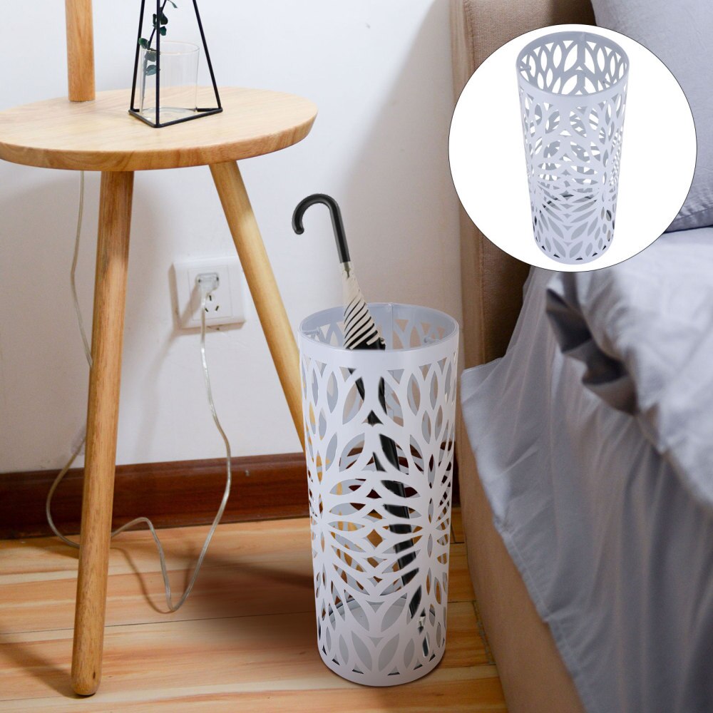 1Pc Hotel Umbrella Storage Bucket Wrought Iron Entryway Hollow Umbrella Stand